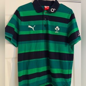 Rugby Union Ireland IRFU Puma Sports Lifestyle Embroidered Polo Shirt Green Sz L